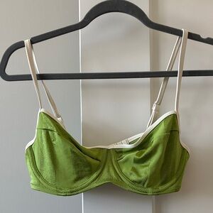 NWT Aerie Green Satin Bikini Top